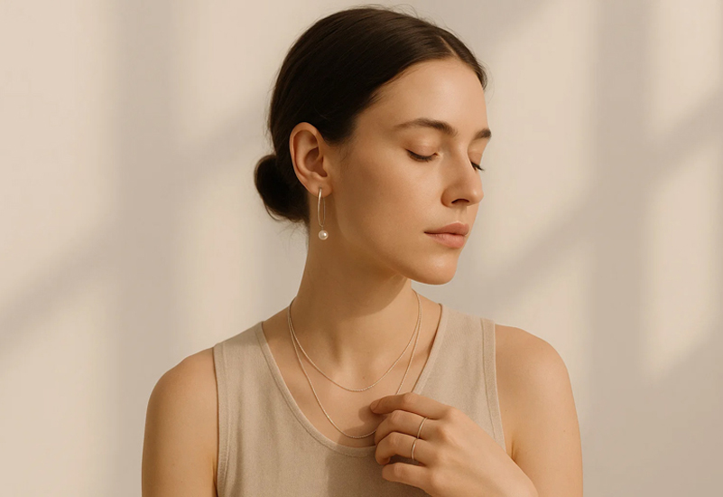 مدل زیورآلات نقره و مروارید مینیمال