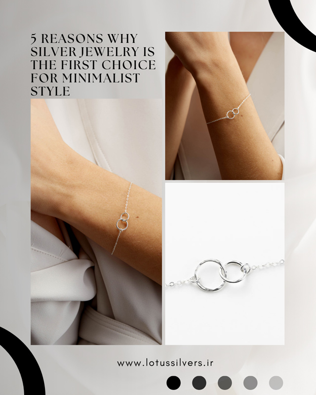 پوستر دستبند نقره با طراحی هندسی مینیمال