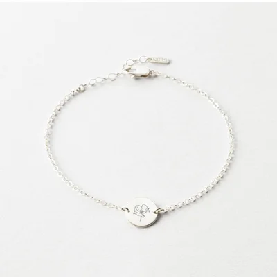 دستبند نقره حکاکی "کالکشن گل ماه تولد" کد 0304