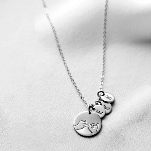 گردنبند نقره حکاکی "کالکشن حرکات دست+حروف" کد 05121205